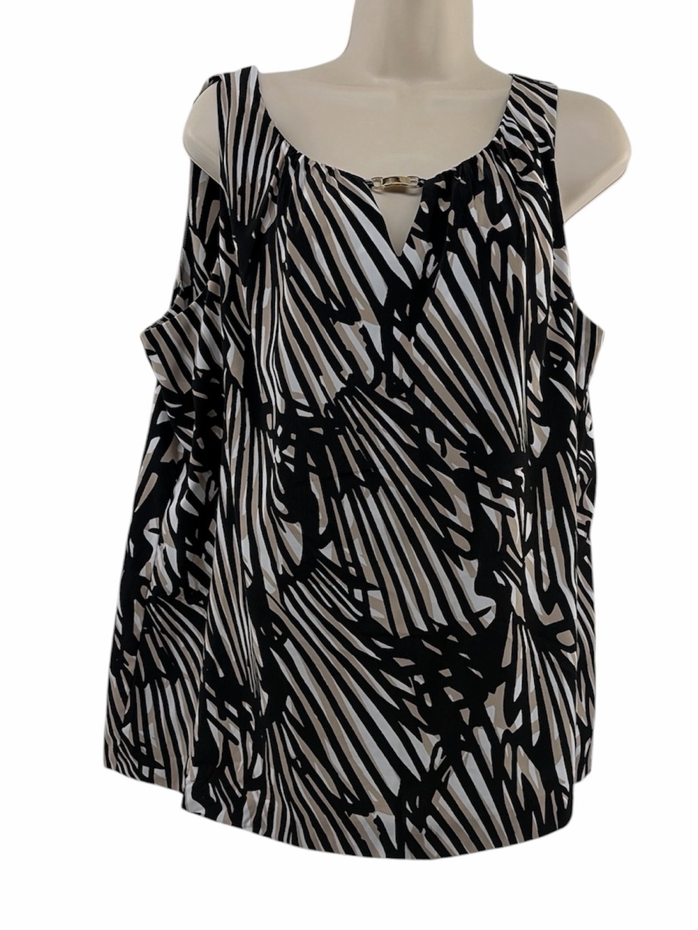Dana Buchman Women’s Modern Abstract Print Sleeveless Tank Top Blouse Size XL